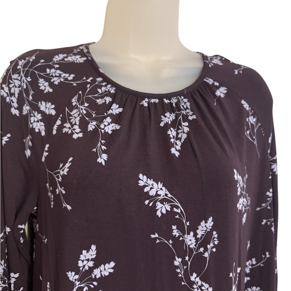 J. Jill Women's Wine/Gray Fall Floral Top SMALL #4 - Picture 2 of 8